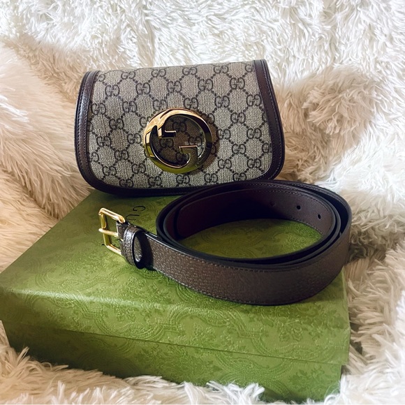 Gucci Blondie GG Supreme Canvas Leather Logo Belt | Sling Bag | NWT - Picture 3 of 16